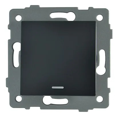 Выключатель проходной 1-кл. с подсветкой чёрный A-004B "Aura" AWSproducts