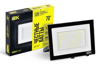 Прожектор LED СДО06 4000К 70Вт 5600Lm IP65 черный IEK