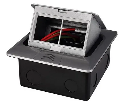 Выдвижной гор. модуль в пол для 2 розеток Сталь RocketSocket