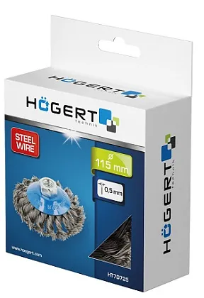 Корщетка дисковая, стальная витая, диаметр 115мм, крепление M14 HOEGERT