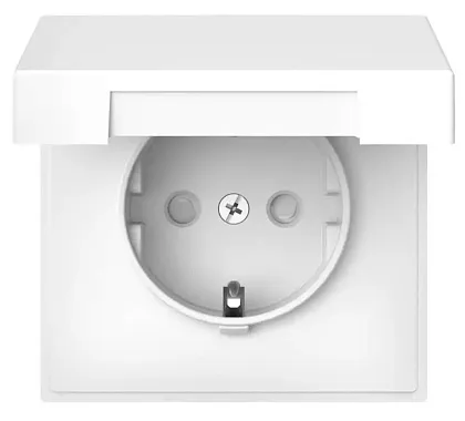 Розетка 1-я с/з со шторками с крышкой IP20 Лотос (б.к.) ArtGallery SE