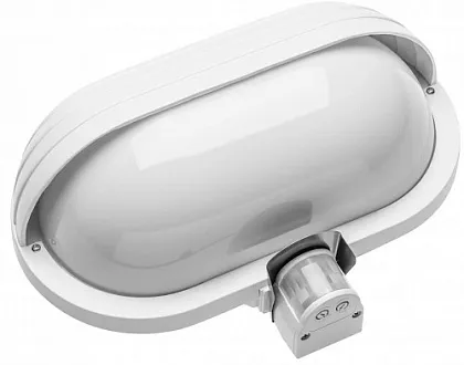 Светильник ЖКХ под лампу E27 IP40 овал белый с датчиком движения GTV