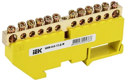 Шина PE "земля" на DIN-изол ШНИ-6х9-12-Д-Ж ИЭК