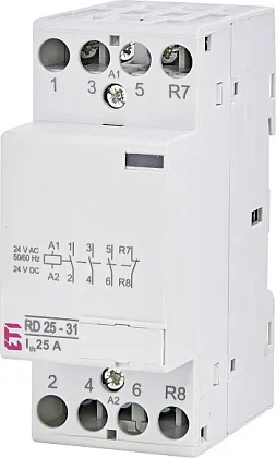 Контактор модульный RD 25-31 (кат.24V AC/DC 25А 3но, 1нз) ETI