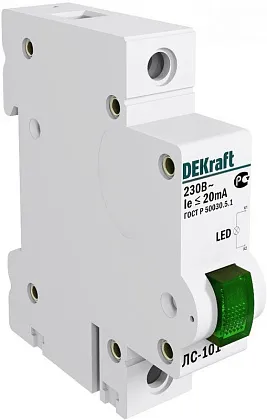 Лампа сигнальная на DIN 1P зел.LED ЛС-101 220В Dekraft