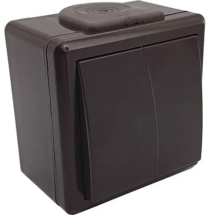 Выключатель ОУ 2-кл. IP55 шоколад ПРАЛЕСКА АКВА Bylectrica