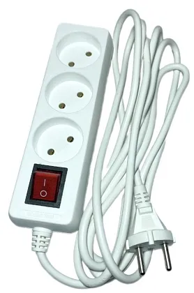 Удлинитель бытовой 3гн. 3м б/з с выкл. ПВС 2x0,75mm2 AWS-H03K-3 AWSproducts