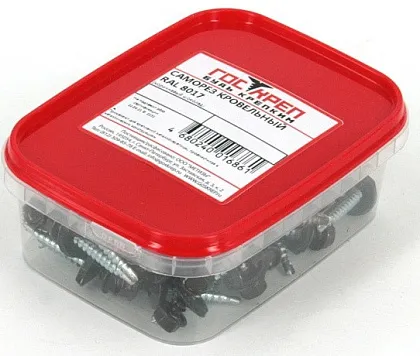 Саморез кровельный 4,8*35 темно-коричн. со сверлом (60 шт.) (ГОСКРЕП), уп