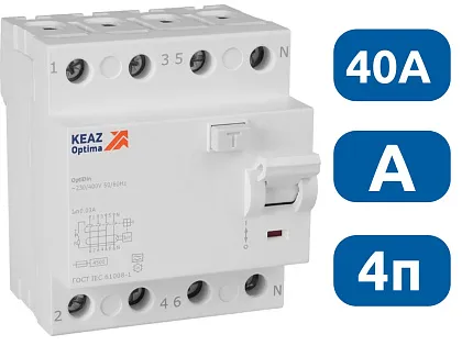 УЗО DM63-4240 40/4 30мА, тип AC, 4,5кА КЭАЗ