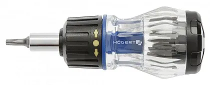 Отвертка с реверс. рукояткой и насадками, 100 мм, HOEGERT