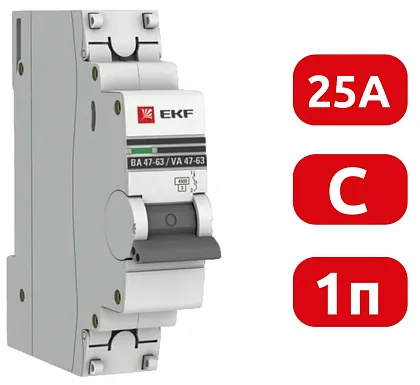 Автоматический выключатель ВА 47-63 C25/1 4.5кА Proxima EKF РАСПРОДАЖА