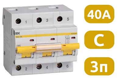 Автоматический выключатель ВА47-100 C40/3 10кА IEK