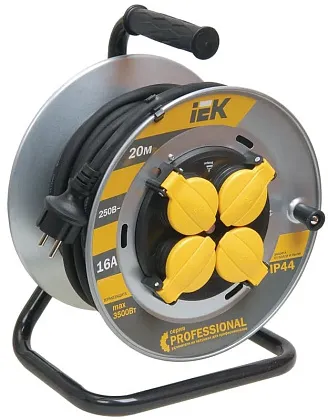 Удлинитель на катушке 4гн. 20м с/з IP44 КГ 3х1,5мм2 PROFESSIONAL IEK