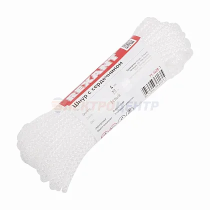 Шнур с сердечником "REXANT" 4мм 20м (белый)