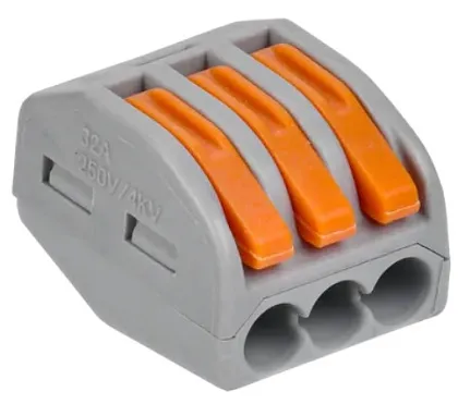 Клемма рычажковая 3 отверстия 0,08-2,5 уп50шт СМК 222-413 сер GENERICA, уп