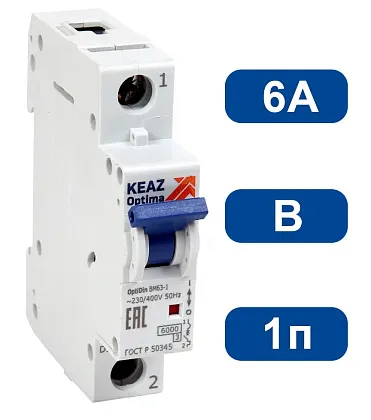 Автоматический выключатель BM63-B6/1 6кА КЭАЗ