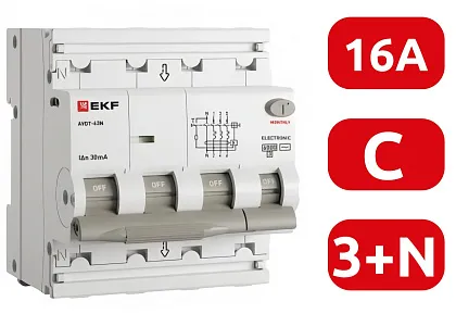 АВДТ-63N C16/3+N 30мА, тип АC, 6кА PROXIMA EKF
