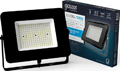 Прожектор LED QPLUS 6500K 100W 12000Lm IP65 черный Gauss