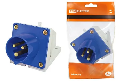 Вилка стационарная 32A 3п (2P+PE) 523 IP44, 220В, TDM