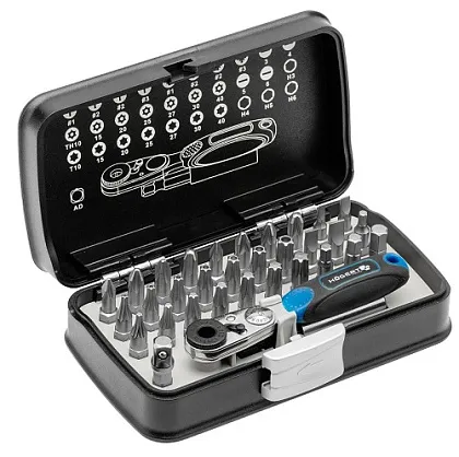 Набор бит с трещоткой 1/4", SL, PH, PZ, HEX, Torx, Torx c отверстием, 33 шт. HOEGERT, ком