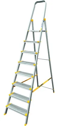 Стремянка алюминиевая анодированная 8 ступеней проф.  (AS708) (ALUMET)