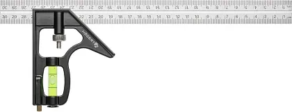 Линейка строительная с угольником и уровнем алюминиевая 300 мм (12") HOEGERT