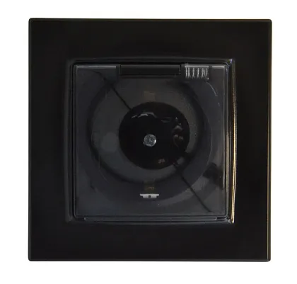 Розетка 1-я с крышкой с/з чёрная SD-P1013B "Стандарт" AWSproducts