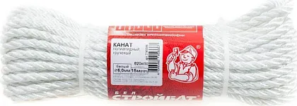 Канат полиамидный 6 мм крученый (15м) (Стройбат)