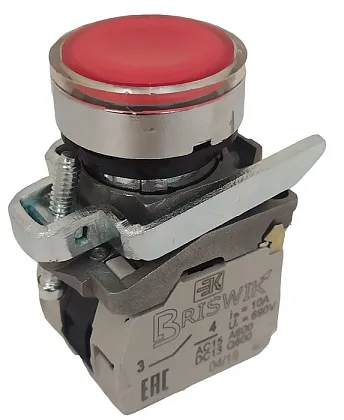 Кнопка КМЕ 4601м -Л 24В крас. IP65 10А 1нз Briswik