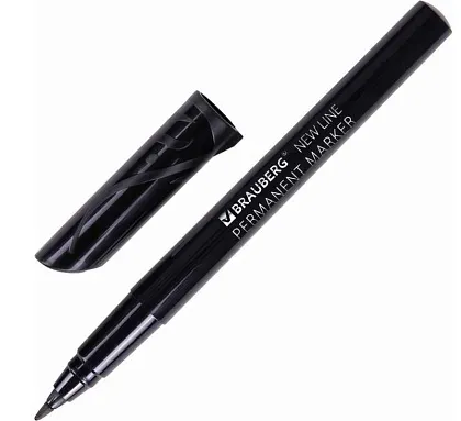 Маркер перманентный NEW LINE, ЧЕРНЫЙ, 2мм BRAUBERG