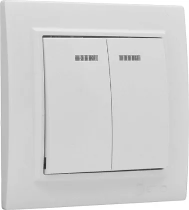 Выключатель 2-кл. с подсветкой Белый Минск EKF