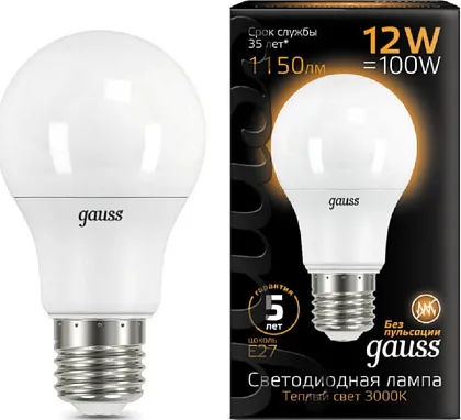 Лампа LED A60 E27 3000К 12Вт 1150Лм Gauss