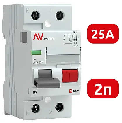 УЗО DV 25/2 30мА, тип AC, 6кА AVERES EKF