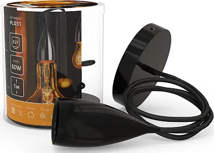 Светильник подвесной Gauss Decor PL031 черный E27, 1 м, 1/40