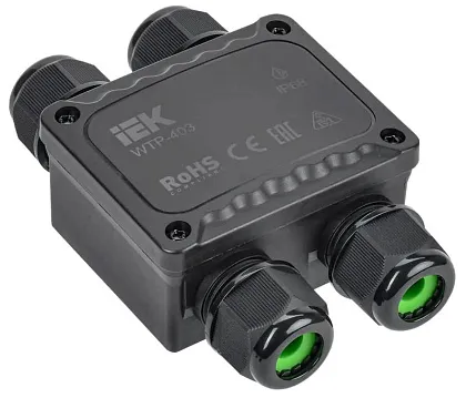 Коробка распред. о/п 123х82х42 IP68 ЧЕРНАЯ 4 ввода WTP-403 IEK