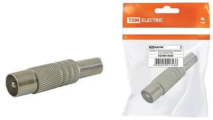 Штекер TV антенный металл с пружиной, инд. упаковка TDM