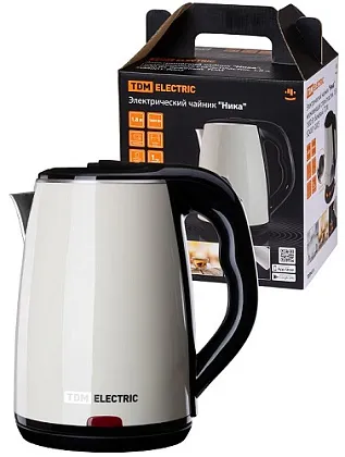 Электрический чайник "Ника", нержавеющая сталь / пластик, 1,8 л, 1800 Вт, бежевый, TDM