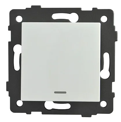 Выключатель проходной 1-кл. с подсветкой белый A-004W "Aura" AWSproducts