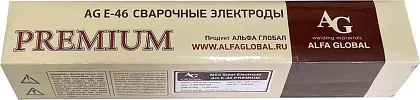 Электроды AG E-46 PREMIUM ф2,5х350мм (5кг), НАКС, для углер. и низголегир. сталей, Alfa Global, уп