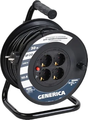 Удлинитель на катушке 4гн. 30м с/з ПВС 3х1мм2 УК30 GENERICA