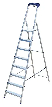 Стремянка алюминиевая 8 ступеней с пластиковым органайзером  (AM708AK011) (ALUMET)