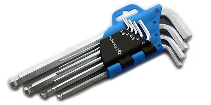 Набор шестигранных  Г-образных удлиненных ключей, с шаровым наконечником 1,5-10 мм, 9 шт. HOEGERT, к