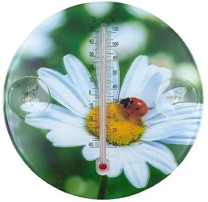 Термометр уличный оконный на стекло ВЕСЕННИЕ ЦВЕТЫ липучки 10-240