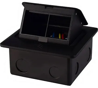 Выдвижной гор. модуль в пол для 2 розеток Черный RocketSocket