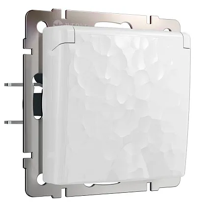 Розетка 1-я с/з со шторками и крышкой IP44 Белый Hammer WERKEL