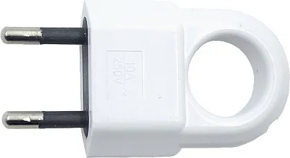 Вилка плоская с кольцом б/з 10А Белая Standart Luxe