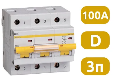 Автоматический выключатель ВА47-100 D100/3 10кА IEK