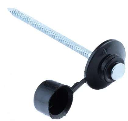 Гвозди 80мм для ондулина цинк с пласт. шляп. ЧЕР. (100 шт.) (Стройбат), уп