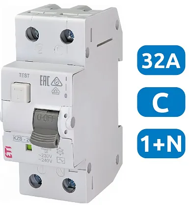 АВДТ KZS-2M C32/0.03 1+N, 30мА, тип АС, 10кА ETI