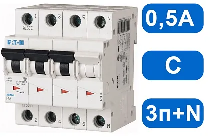 Автомат FAZ-C  0,5/3N (C) 0,5A 3-N, 15кА
